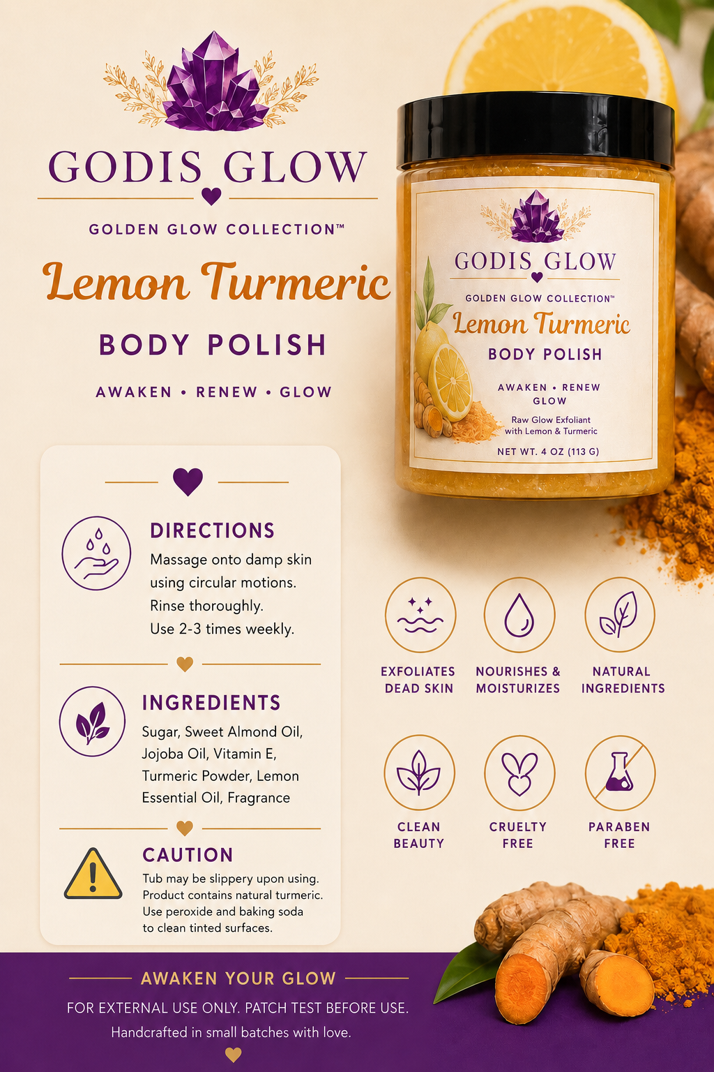 GodIs Glow™ Lemon Turmeric Sugar Body Polish