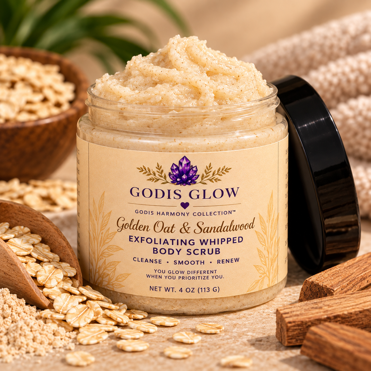 🌾 Golden Oat & Sandalwood Whipped Body Butter 4oz